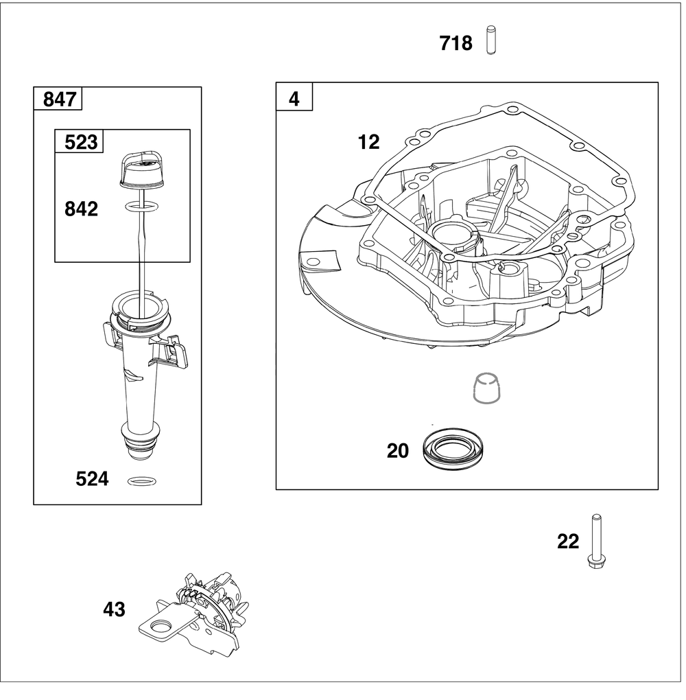 Sump And Lubrication Group Diagram and Parts List for 115P02-0014-H5 100000 - 19Z999 Briggs and Stratton Engine